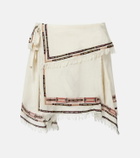 Isabel Marant Feriel embroidered fringed silk wrap skirt