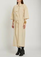 Lemaire Belted Brushed Silk-blend Midi Shirt Dress Beige
