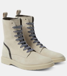 Brunello Cucinelli Embellished suede combat boots