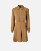 Pinko Soft Textured Shirt Dress Brown   Wood Thrush