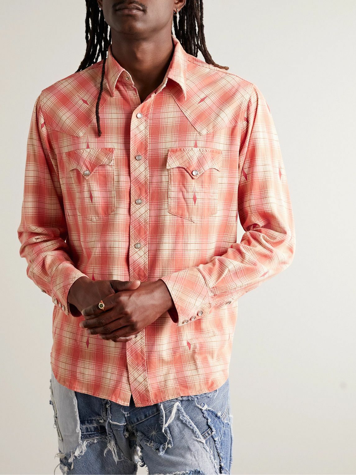 RRL - Slim-Fit Checked Cotton-Jacquard Western Shirt RRL - Slim-Fit Checked Cotton-Jacquard Western Shirt
