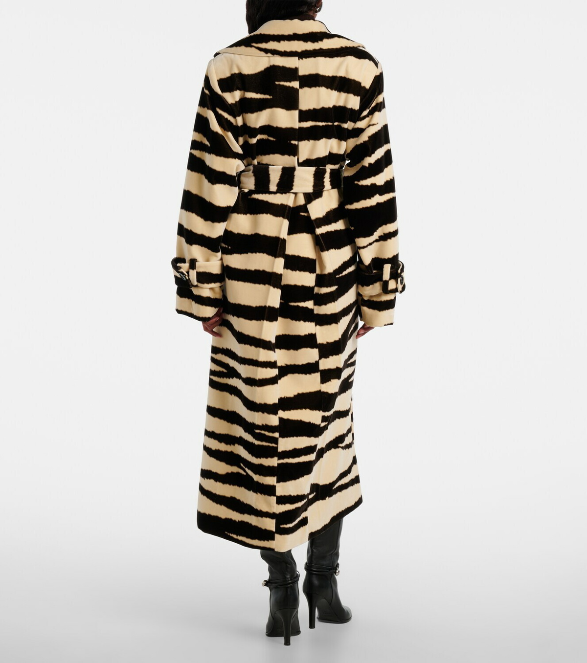 Nina Ricci Zebra-print cotton velvet wrap coat