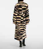 Nina Ricci Zebra-print cotton velvet wrap coat
