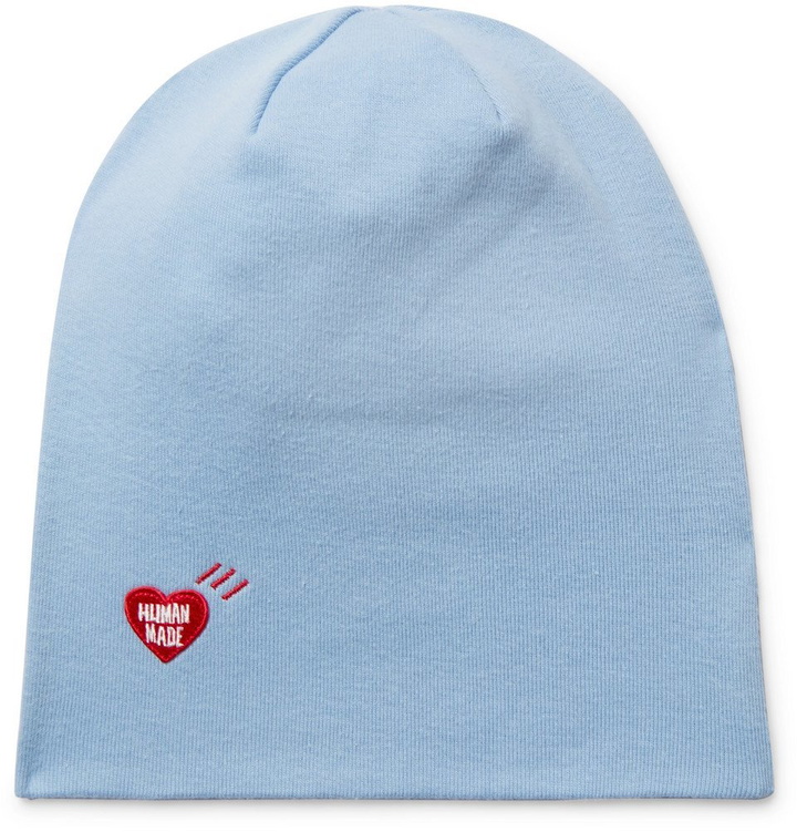 Photo: Human Made - Logo-Appliquéd Cotton Beanie - Light blue