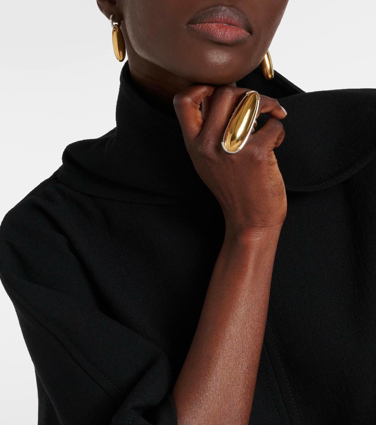 Bottega Veneta Ellipse Large 18k gold-plated sterling silver ring