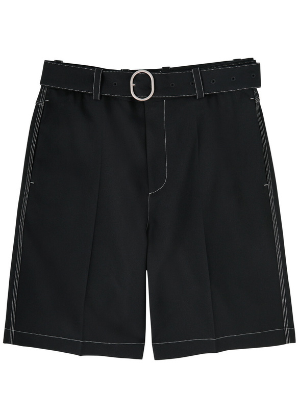 Photo: Jil Sander Contrast-stitch Twill Shorts Navy