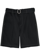Jil Sander Contrast-stitch Twill Shorts Navy