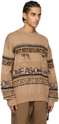 sacai Beige Jacquard Sweater