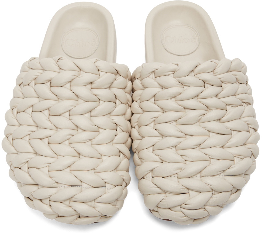 Chloé Off-White Braided Kacey Slippers