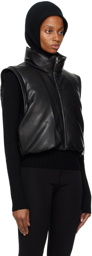 LOW CLASSIC Black Cropped Faux-Leather Down Jacket