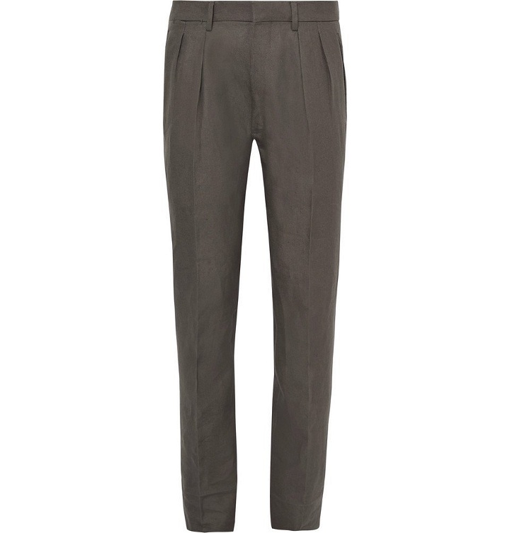 Photo: TOM FORD - Pleated Linen Trousers - Men - Green