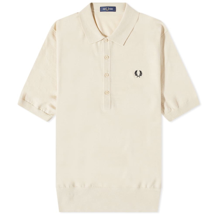 Photo: Fred Perry Men's Short Sleeve Knitted Shirt in Oatmeal