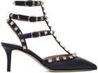 Valentino Garavani Navy Rockstud Caged 65mm Heels