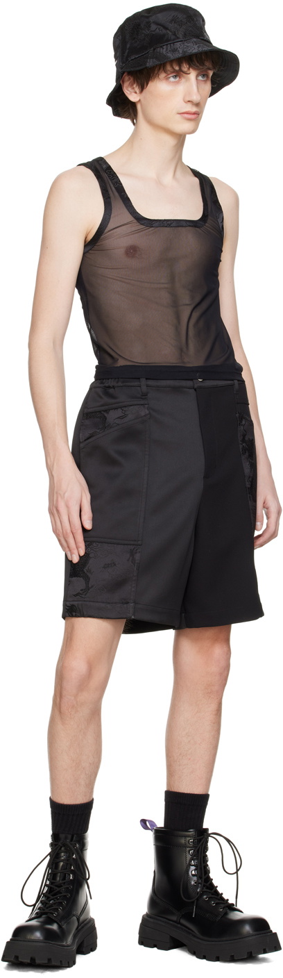 Feng Chen Wang Black Jacquard Shorts