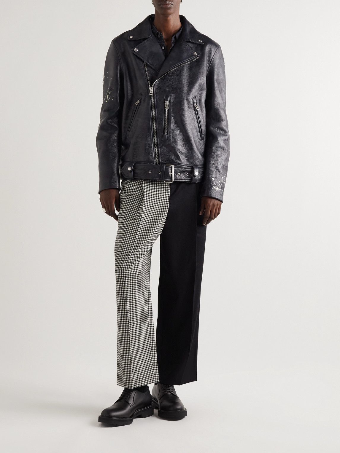 Acne Studios - Belted Painted Leather Biker Jacket - Black Acne Studios