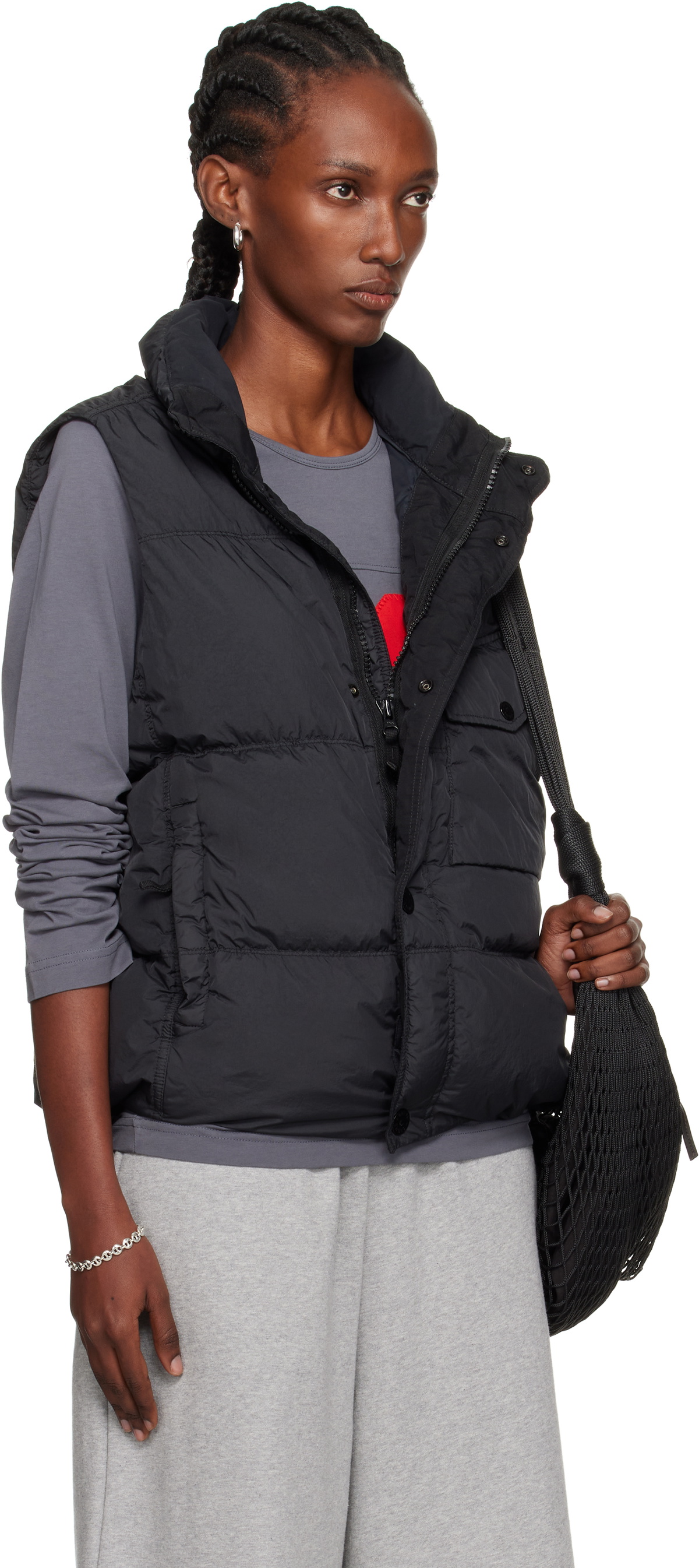 Stone Island Black G100003 Crinkle Reps Recycled Nylon Down Vest