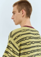 Brain Dead Embroidered Puckered Striped T-Shirt