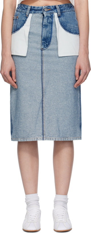 Photo: MM6 Maison Margiela Blue Faded Denim Midi Skirt