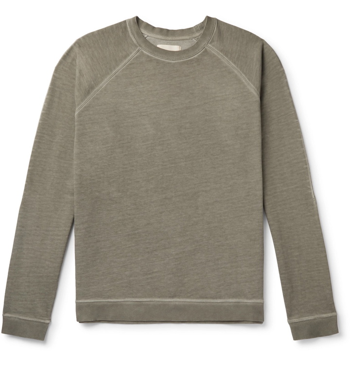 Photo: Folk - Rivet Garment-Dyed Loopback Organic Cotton-Jersey Sweatshirt - Green