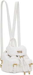 Versace Jeans Couture White Quilted Faux-Leather Backpack