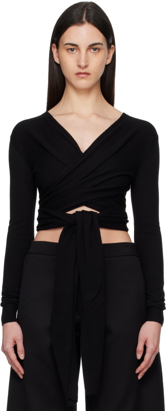 Photo: ALAÏA Black Cashmere Wrap Sweater