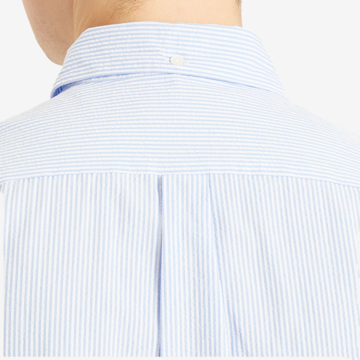 Portuguese Flannel Men's Atlantico Seersucker Stripe Shirt in Blue