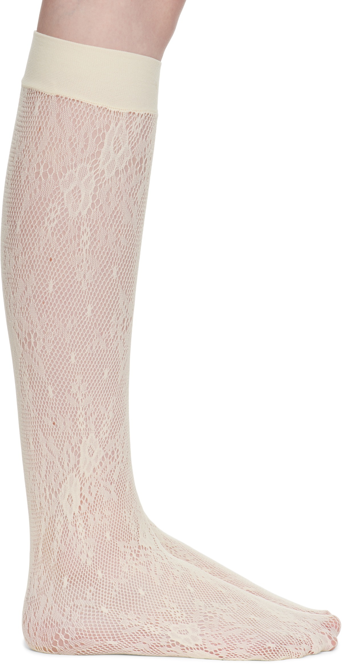 Swedish Stockings Off-White Rosa Lace Knee-High Socks