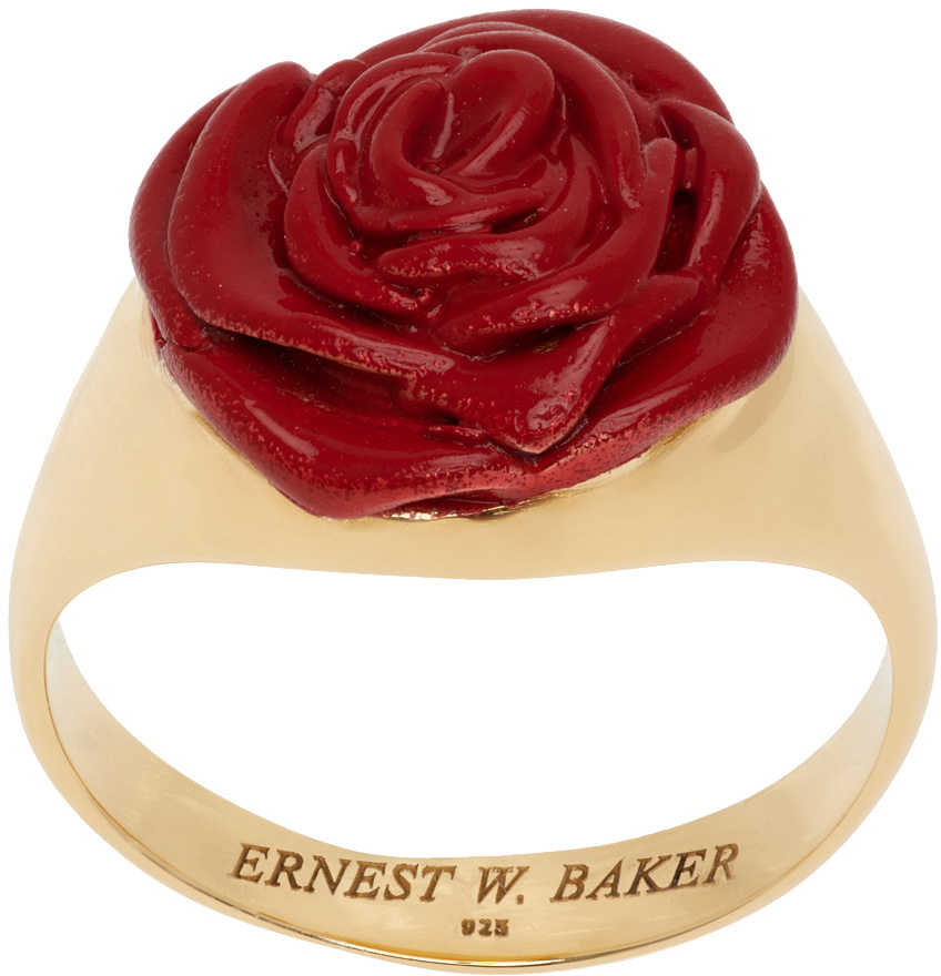 Ernest W. Baker Gold & Red Rose Ring