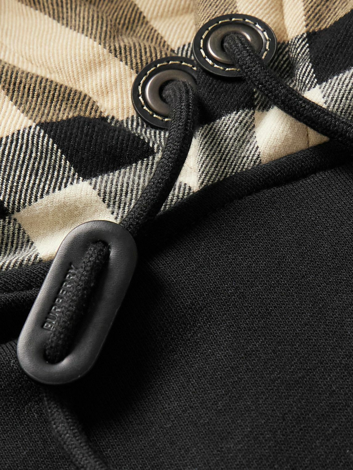 Burberry - Checked Cotton-Jersey Hoodie - Black