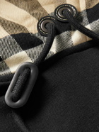 Burberry - Checked Cotton-Jersey Hoodie - Black