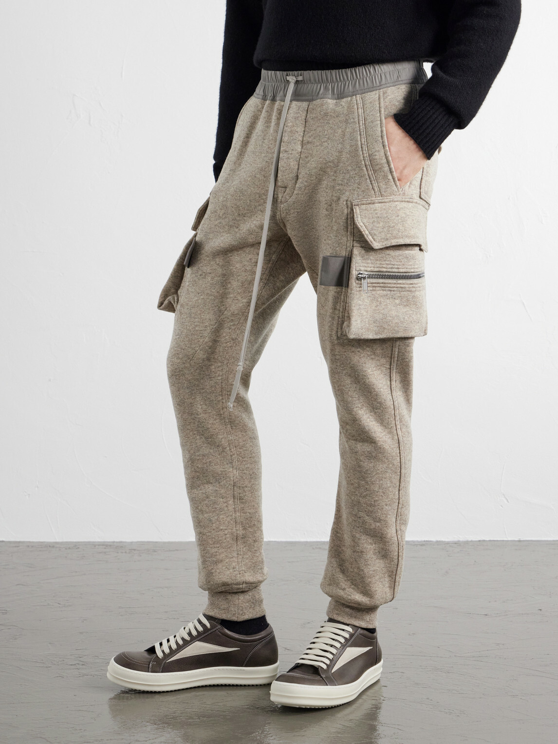 Rick Owens - Mastodon Tapered Wool and Cotton-Blend Jersey Sweatpants - Neutrals