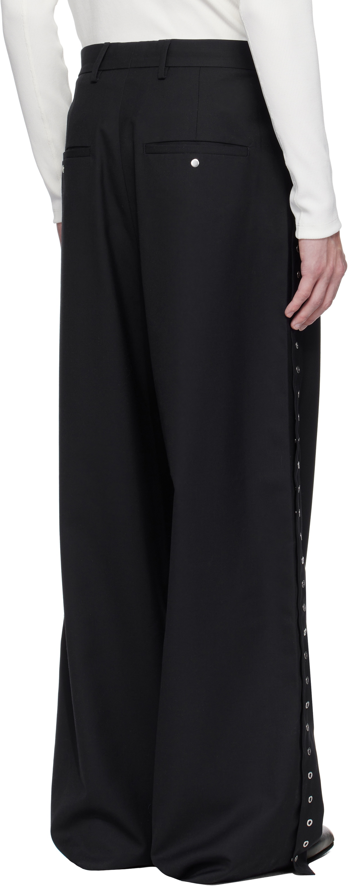 Karmuel Young Navy Wide Leg Side Snap Trousers
