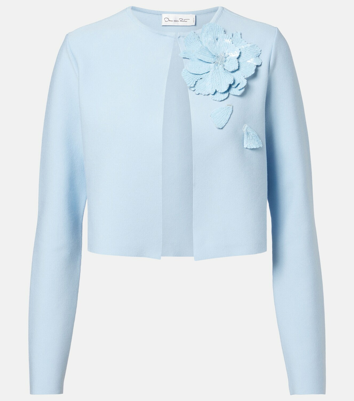 Oscar de la Renta Cropped floral-appliqué sequined jacket
