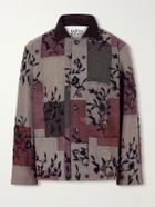 Kartik Research - Embroidered Patchwork Suede-Trimmed Cotton Chore Jacket - Green