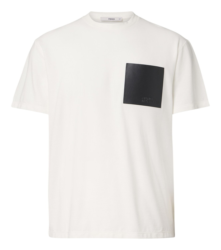 Photo: Fendi Leather-trimmed cotton jersey T-shirt