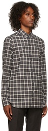 Isaia Grey Flannel Check Long Sleeve Shirt