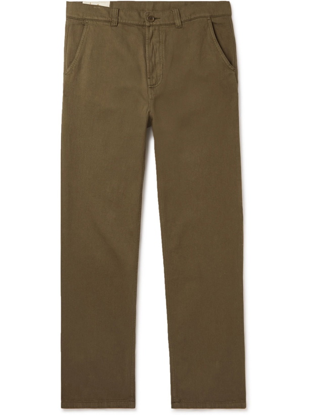 Photo: NUDIE JEANS - Lazy Leo Organic Cotton-Twill Trousers - Green