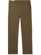 NUDIE JEANS - Lazy Leo Organic Cotton-Twill Trousers - Green