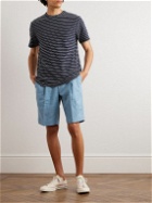 Incotex - Straight-Leg Pleated Linen Bermuda Shorts - Blue