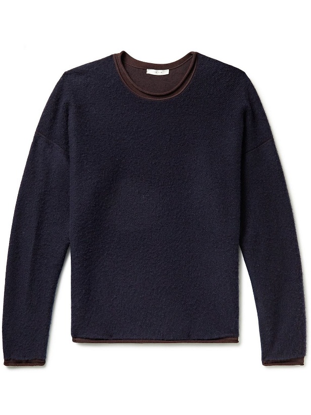 Photo: The Row - Ebbe Crepe-Trimmed Knitted Sweater - Blue