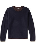 The Row - Ebbe Crepe-Trimmed Knitted Sweater - Blue