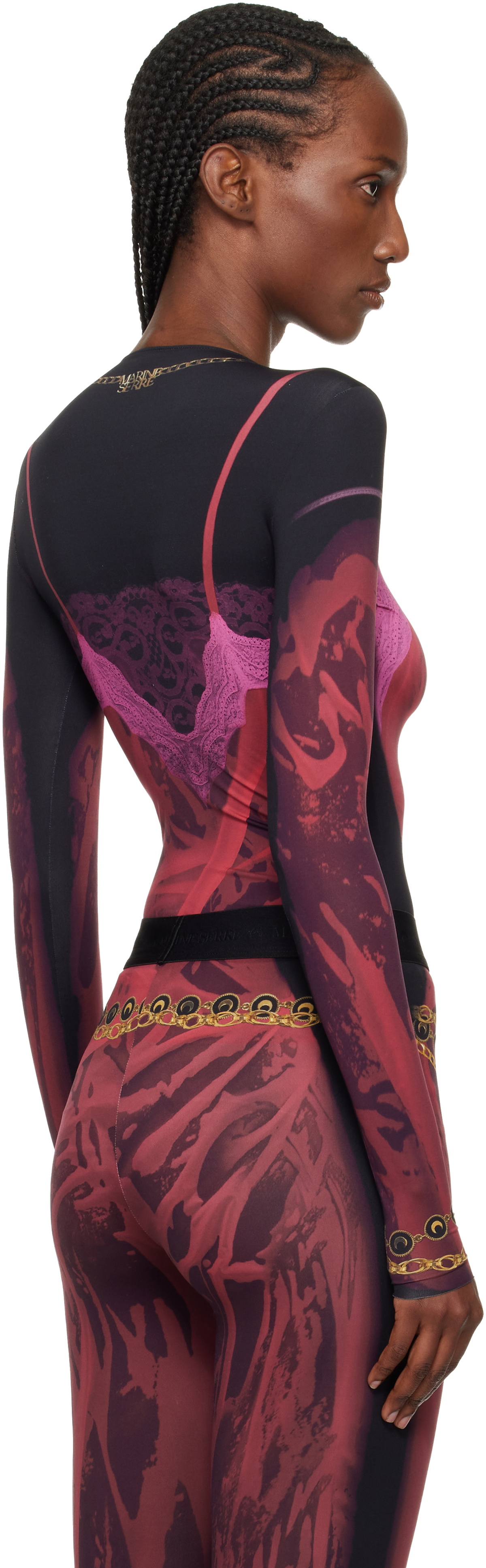 Marine Serre Red & Black Wet Nuisette Printed Jersey LS T-shirt