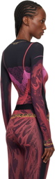 Marine Serre Red & Black Wet Nuisette Printed Jersey LS T-shirt