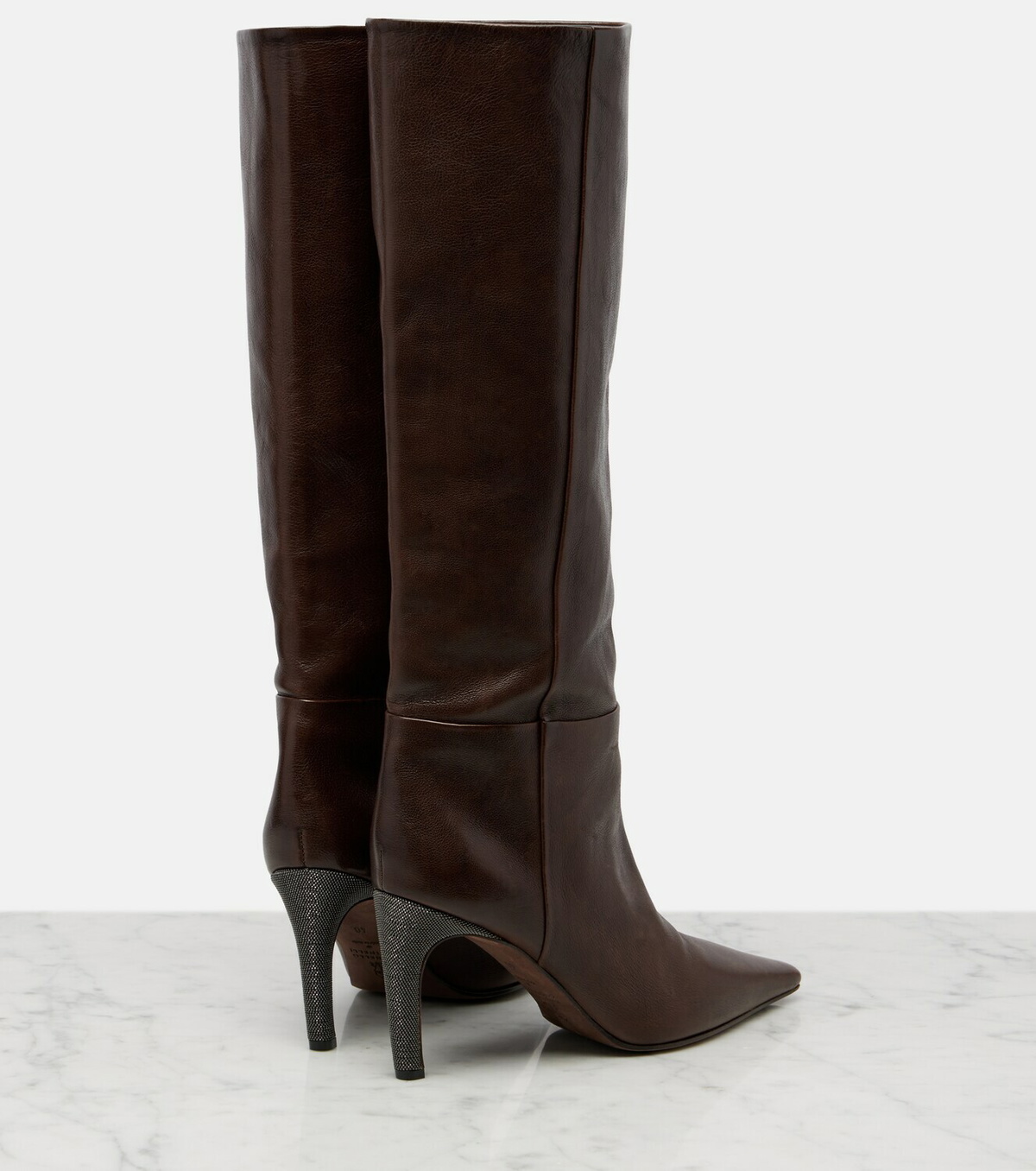 Brunello Cucinelli Monili leather knee-high boots