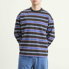 BEAMS Men's Border Stripe Loose Long Sleeve T-Shirt in Black