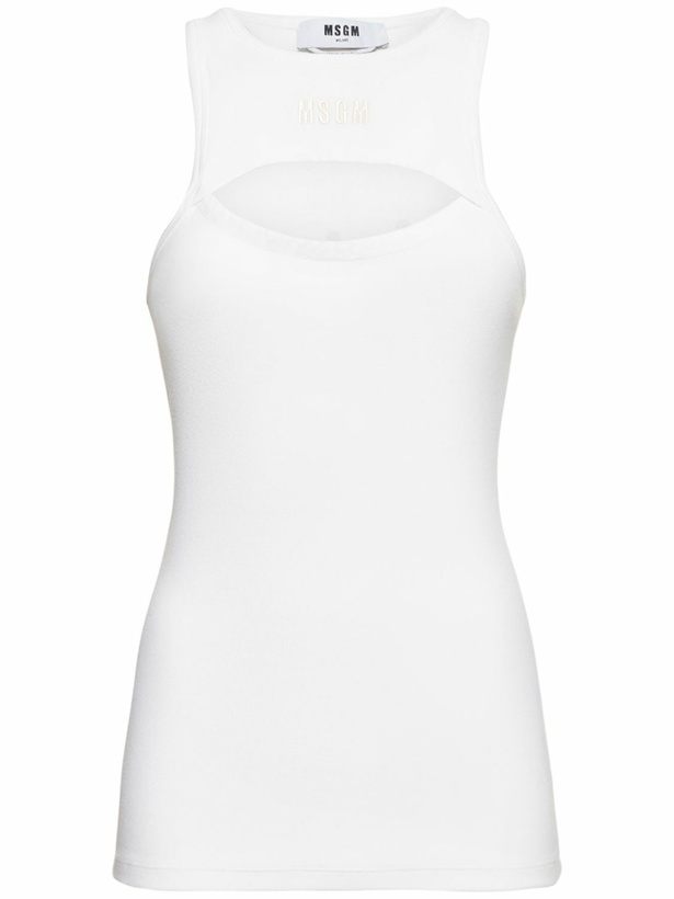 Photo: MSGM - Stretch Cotton Cutout Tank Top