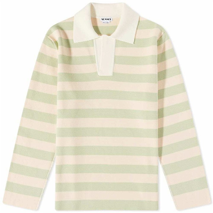 Photo: Sunnei Men's Knit Striped Rugby Shirt in Isola/Rosino