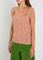 Reformation Floral-print Stretch-jersey top Red