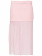 Gucci Pink Layered Silk-Tweed Midi Skirt