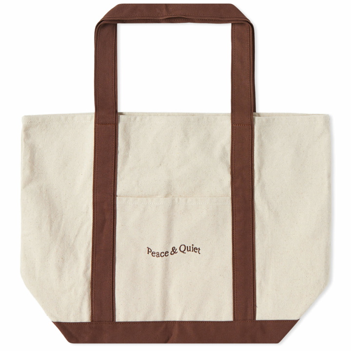 Photo: Museum of Peace and Quiet Men's Wordmark Tote Bag in Clay